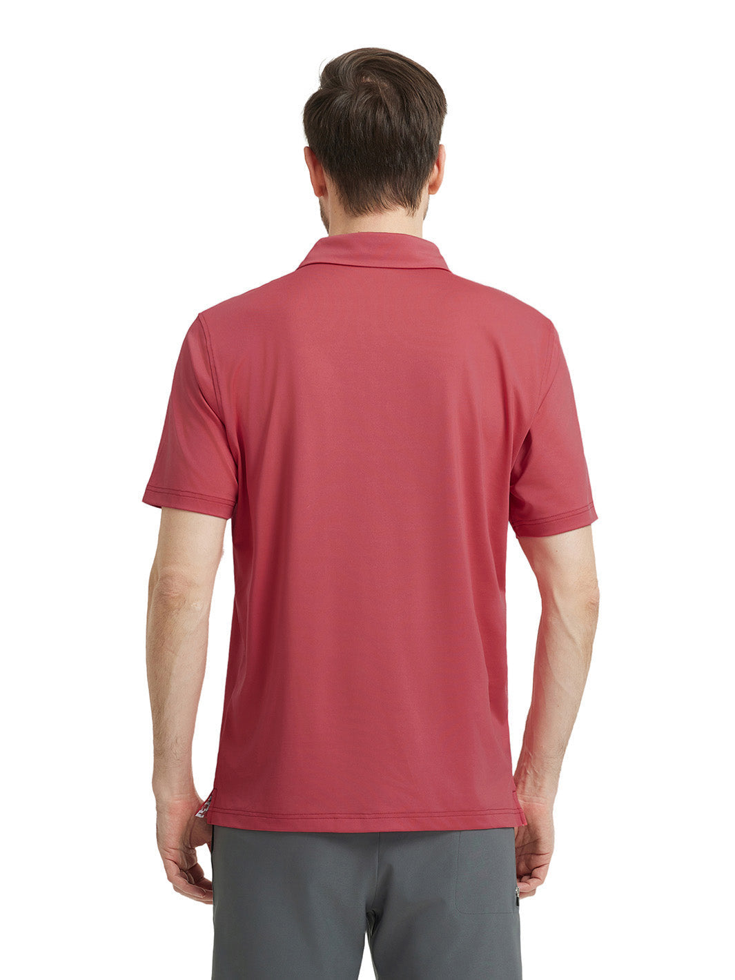 Designed Collared Solid Performance Polo-CRANBERRY