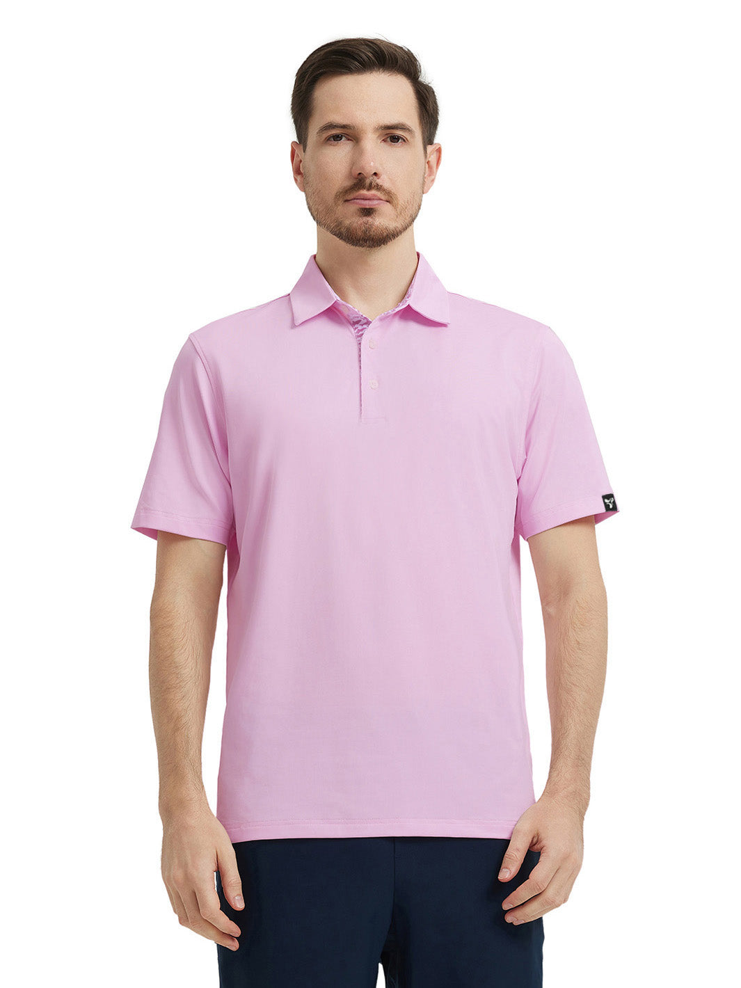 Designed Collared Solid Performance Polo-PINK DIAMOND