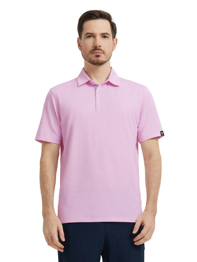 Designed Collared Solid Performance Polo-PINK DIAMOND
