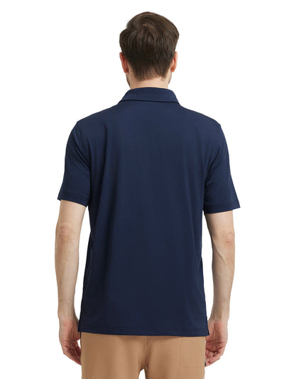 Designed Collared Solid Performance Polo-NAVY