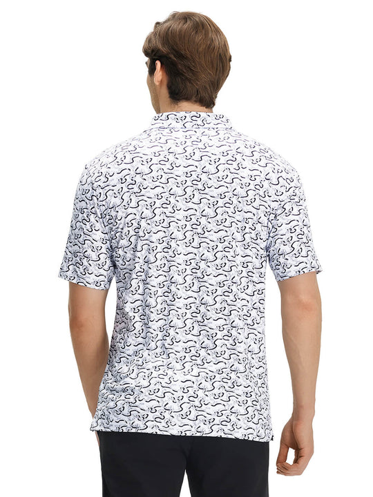 Print Performance Golf Shirt For Men-Dove