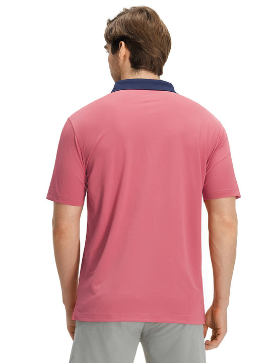Tech Pique Performance Golf Shirt For Men-Cranberry