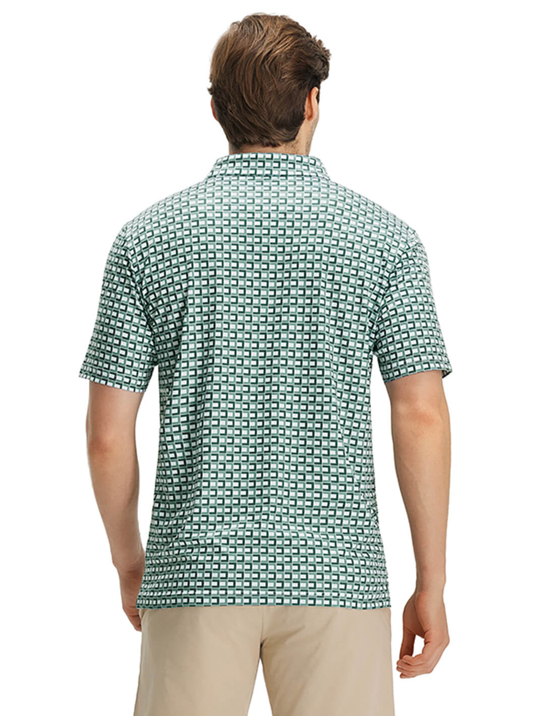 Print Performance Golf Shirt For Men-Jade
