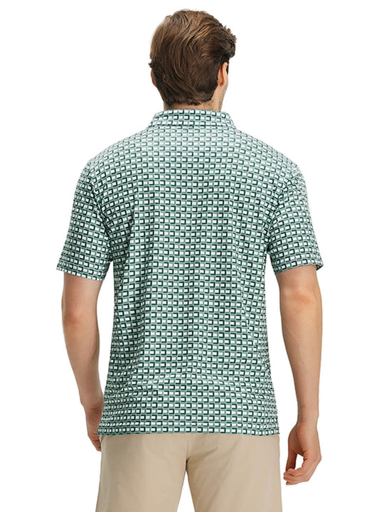 Print Performance Golf Shirt For Men-Jade