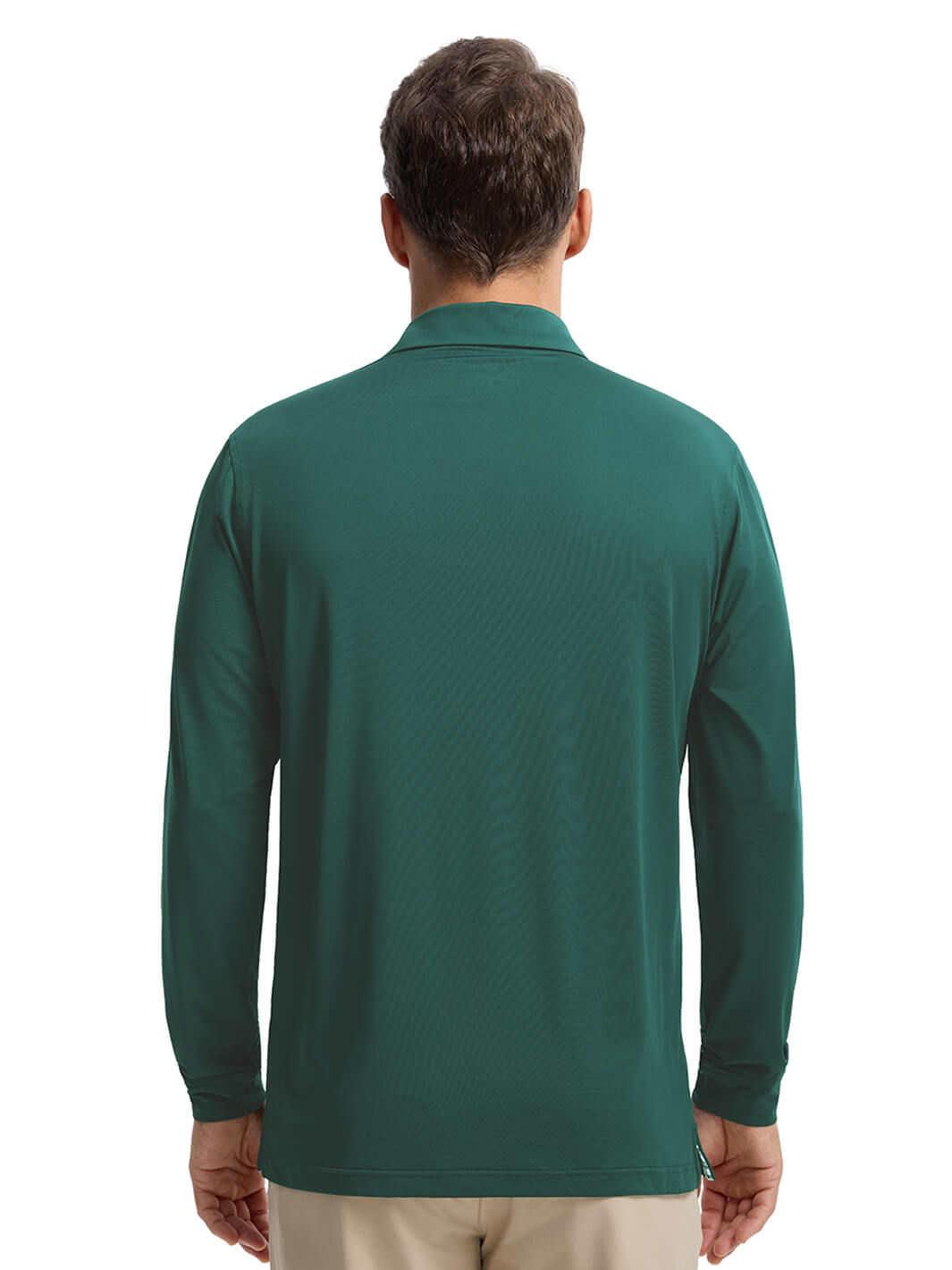 Designed Collared Long Sleeve Golf Shirt For Men-Nordic Pine Green