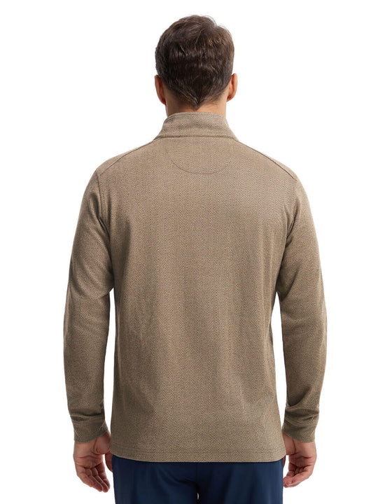 Herringbone Performance Golf Quarter Zip For Men-Caramel
