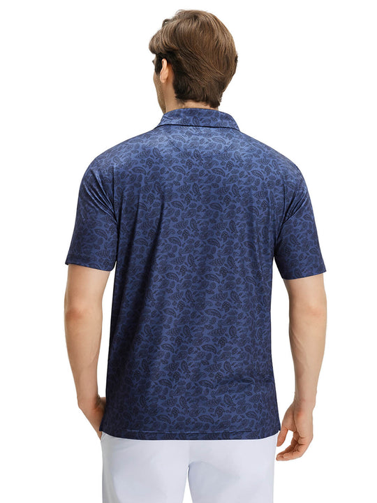 Print Performance Golf Shirt For Men-Dark Paisley