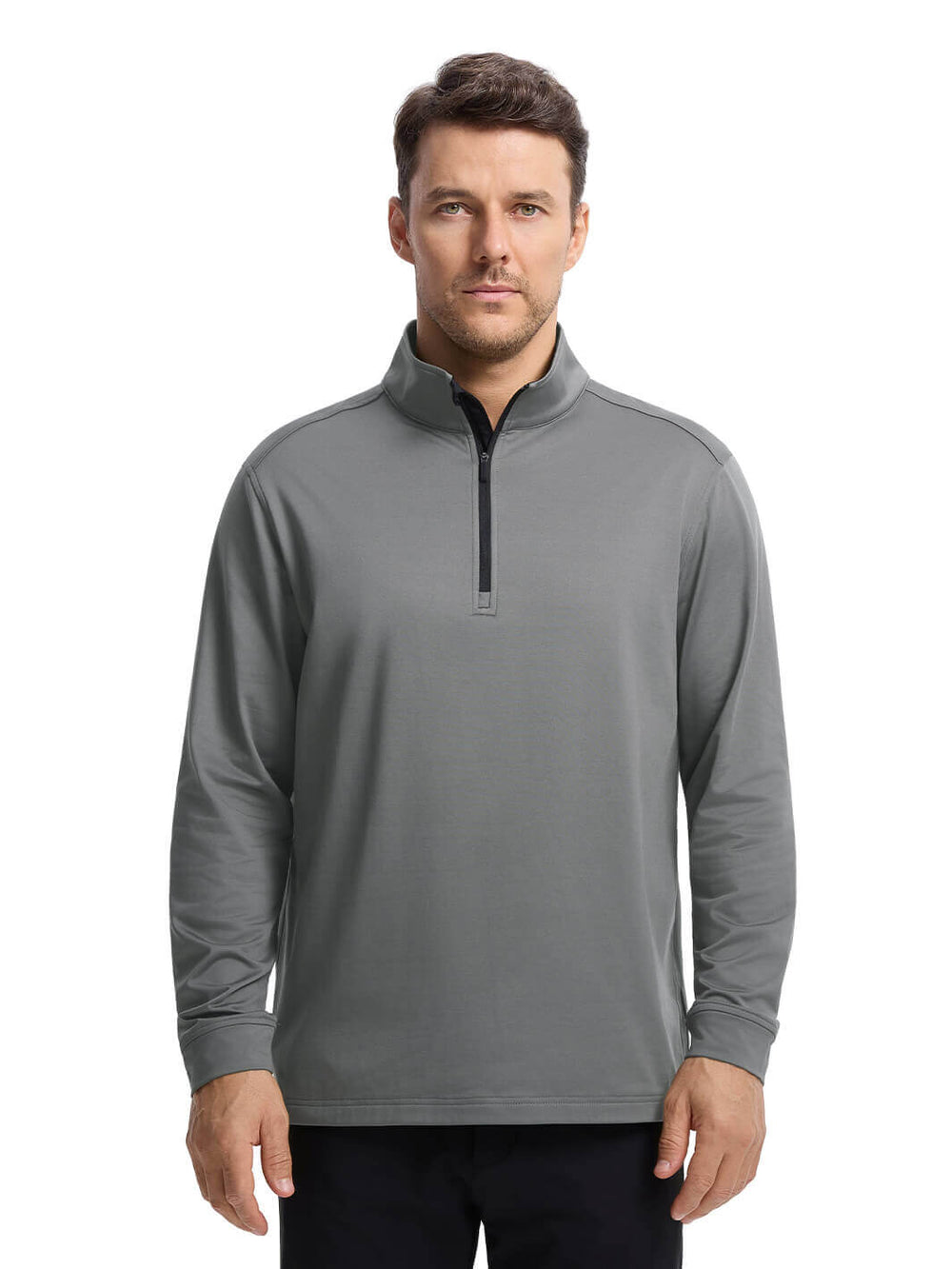 Solid Performance Fleece Golf Quarter Zip For Men-Eiffel Tower