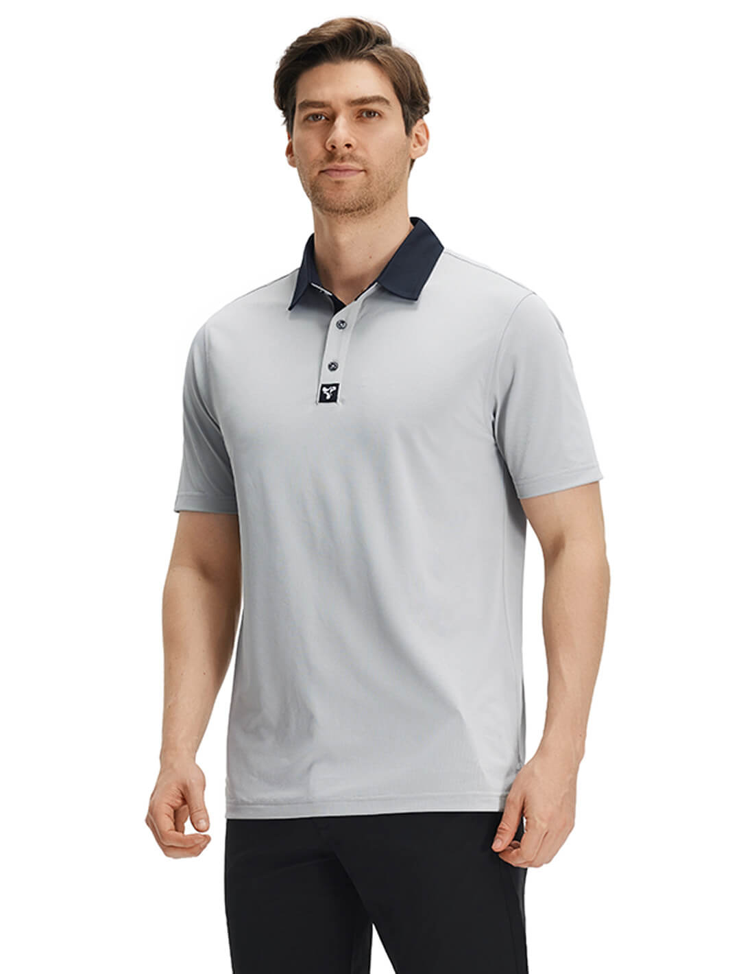 Tech Pique Performance Golf Shirt For Men-Light Grey