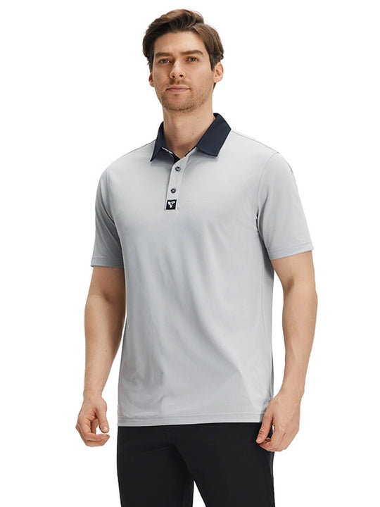 Tech Pique Performance Golf Shirt For Men-Light Grey