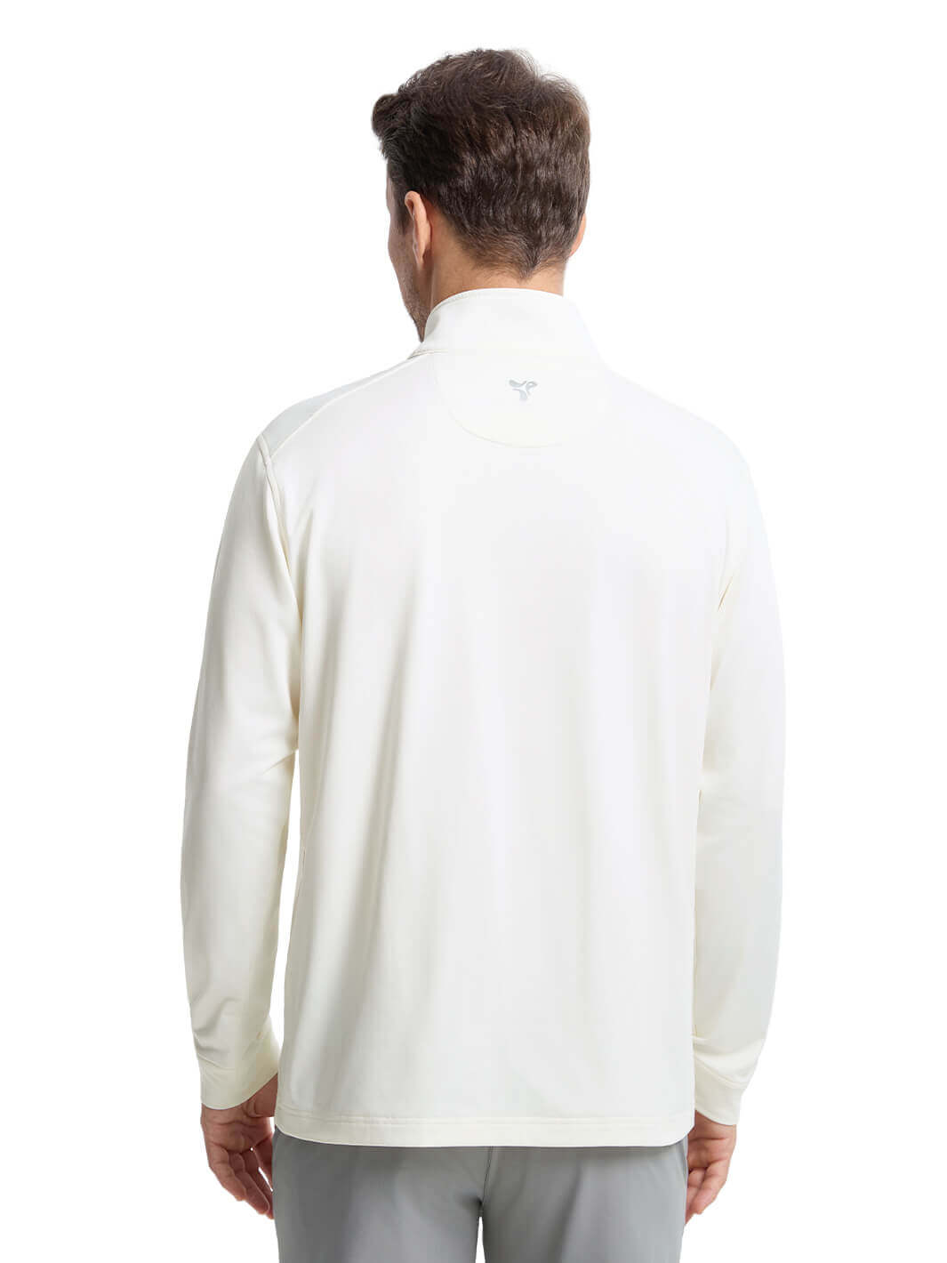 Solid Performance Fleece Golf Quarter Zip For Men-Cloud Dancer