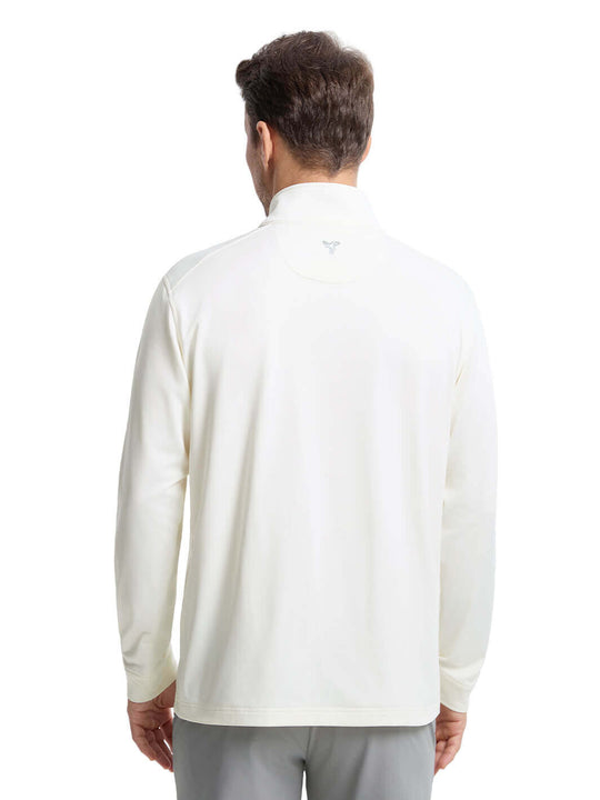 Solid Performance Fleece Golf Quarter Zip For Men-Cloud Dancer