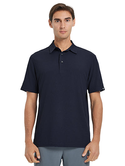 Waffle Jacquard Performance Polo-NAVY