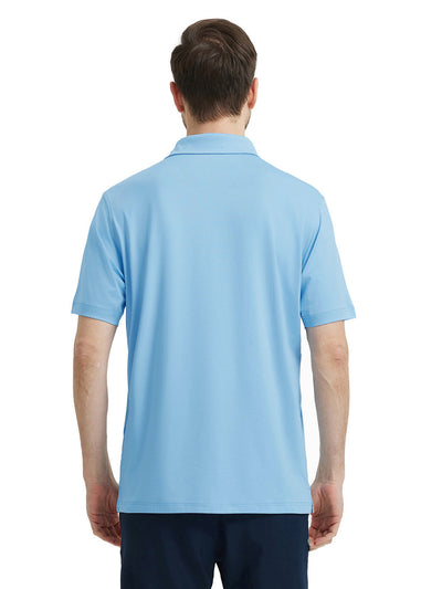 Designed Collared Solid Performance Polo-LIGHT BLUE