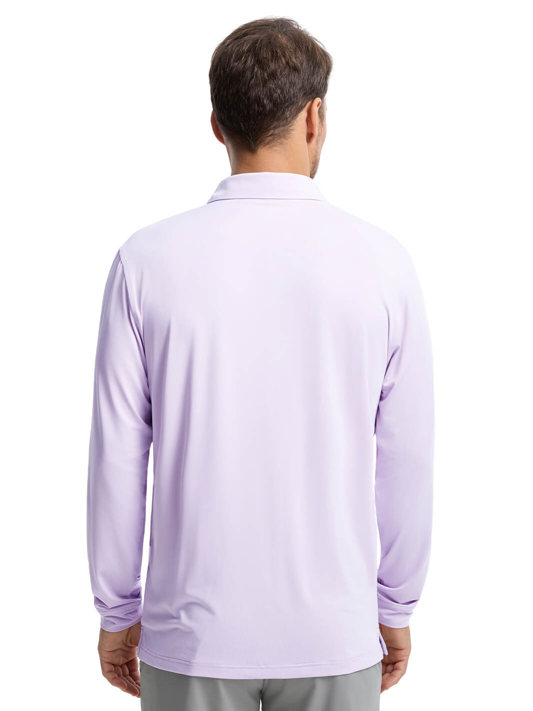 Designed Collared Long Sleeve Golf Shirt For Men-Purple Petals