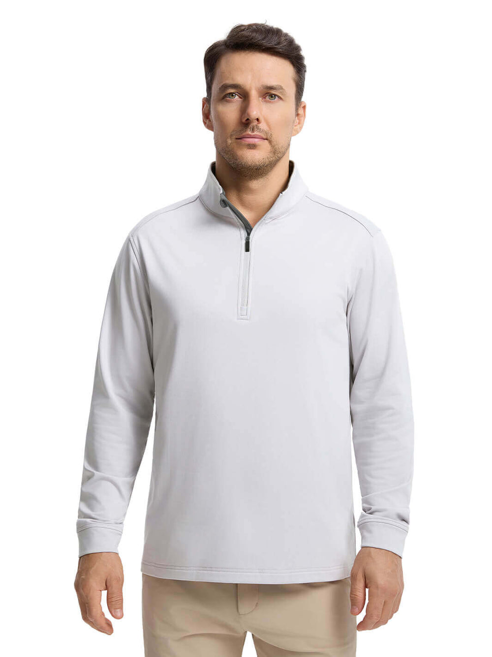 Solid Performance Fleece Golf Quarter Zip For Men-Vapor Blue