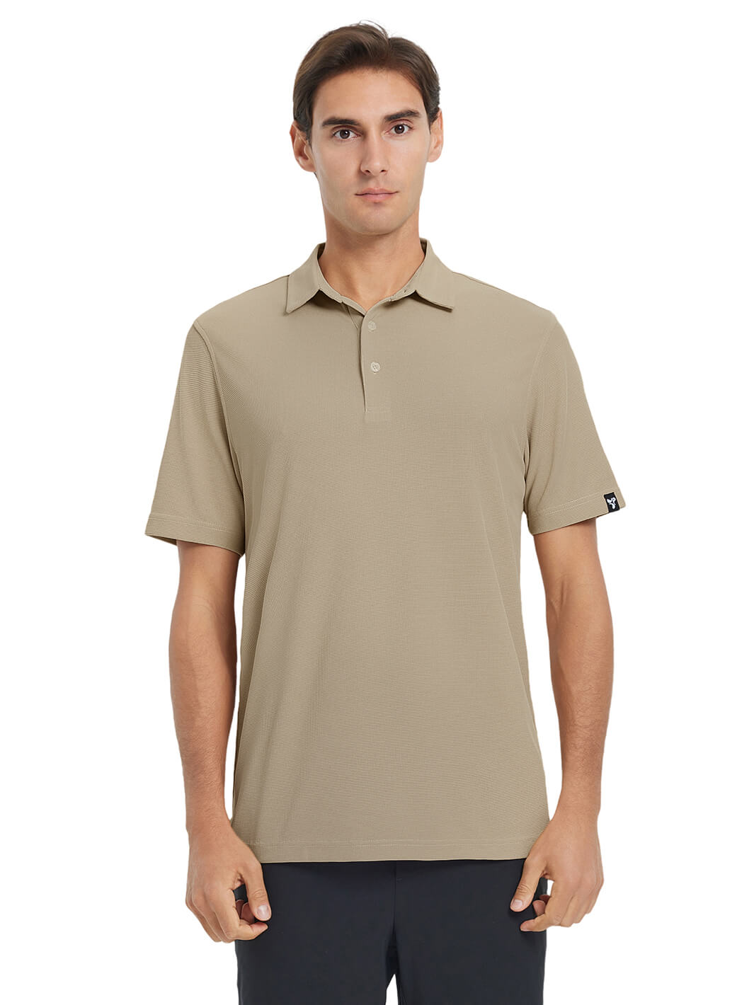DTWOOO | Waffle Jacquard Performance Golf Shirt For Men-Khaki