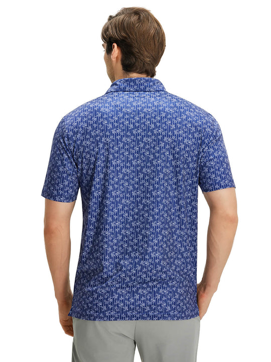 Print Performance Golf Shirt For Men-Bamboo