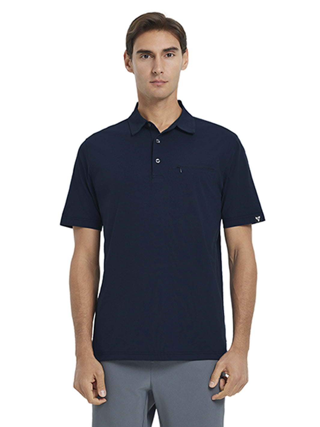 Hidden Zip Pocket Performance Polo-NAVY