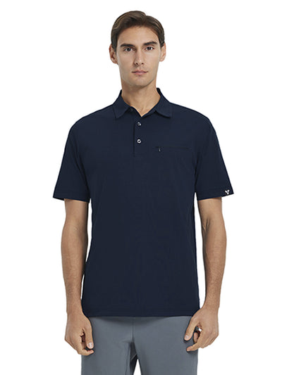Hidden Zip Pocket Performance Polo-NAVY