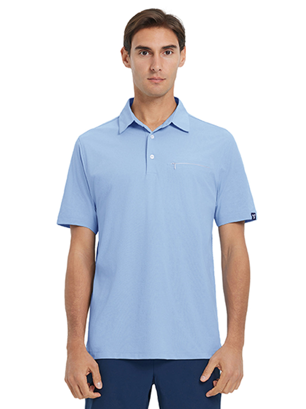 Hidden Zip Pocket Performance Polo-SKYWAY BLUE