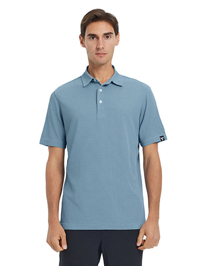 Waffle Jacquard Performance Polo-MISTY BLUE
