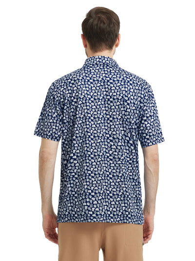 Men's Print Performance Polo-NAVY CORAL SEA