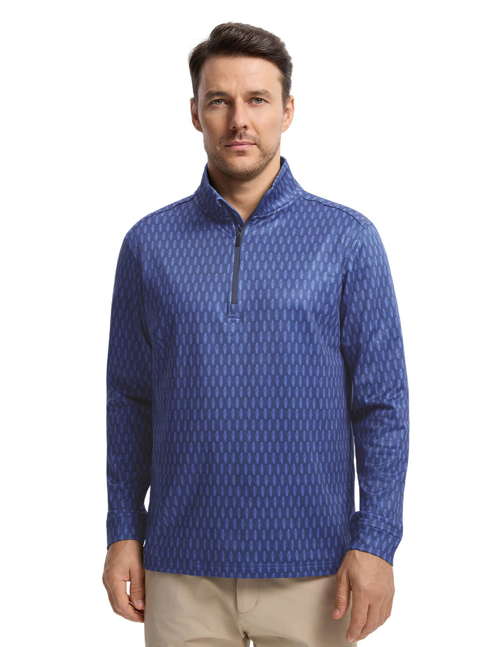 Print Performance Golf Quarter Zip For Men-Vein