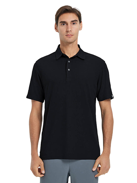 Waffle Jacquard Performance Polo-BLACK