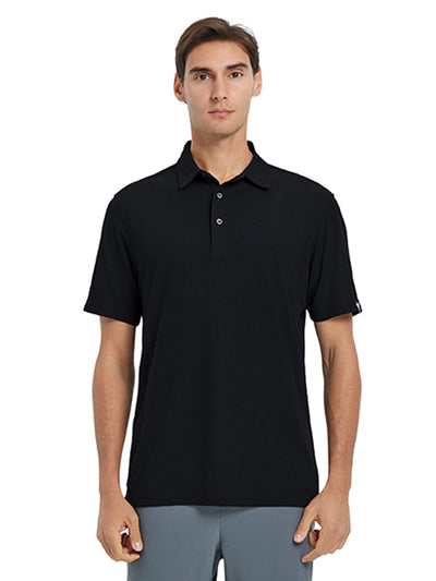 Waffle Jacquard Performance Polo-BLACK