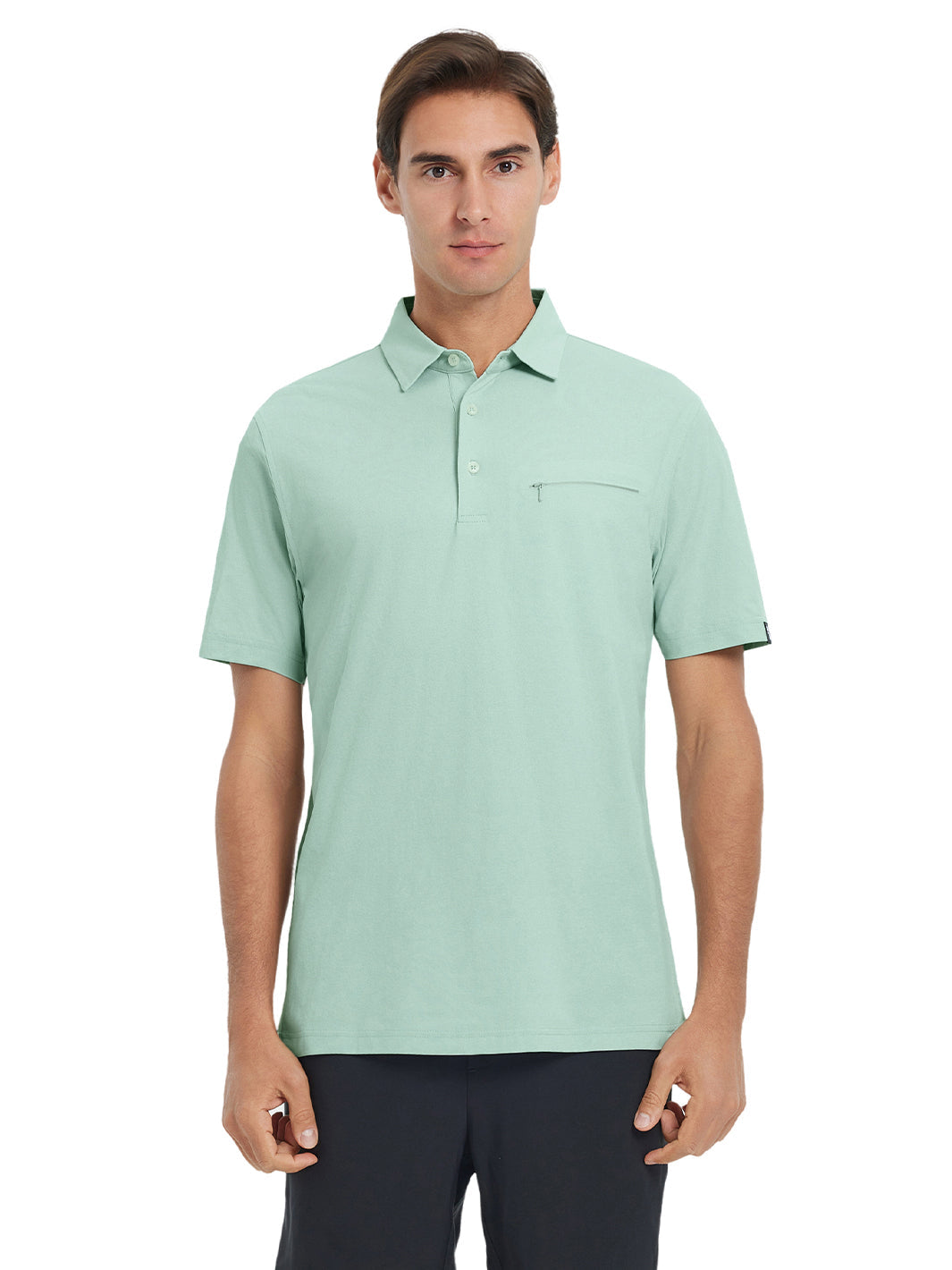 Hidden Zip Pocket Performance Polo-SAGE GREEN