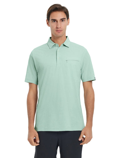 Hidden Zip Pocket Performance Polo-SAGE GREEN