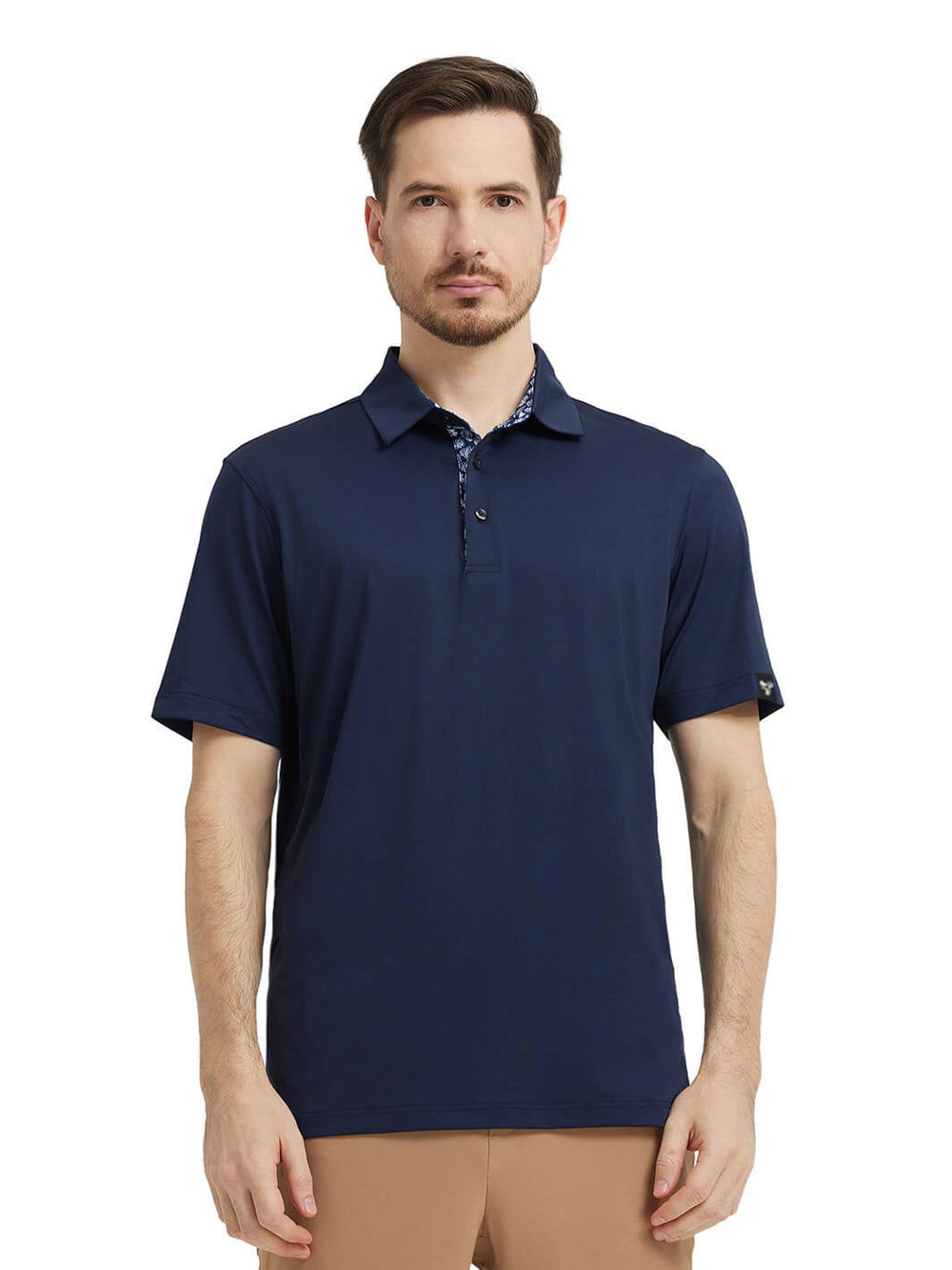 Designed Collared Solid Performance Polo-NAVY