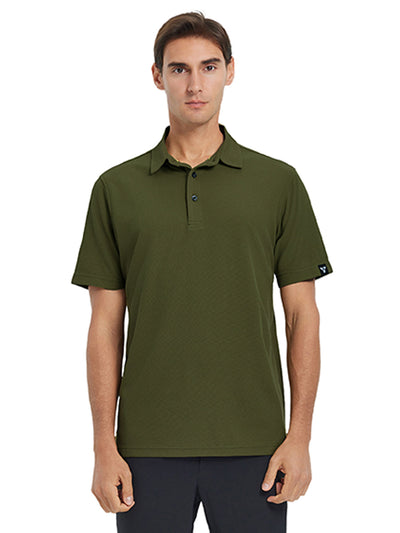 Waffle Jacquard Performance Polo-DARK GREEN