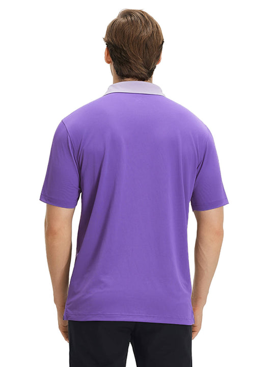 Tech Pique Performance Golf Shirt For Men-Purple