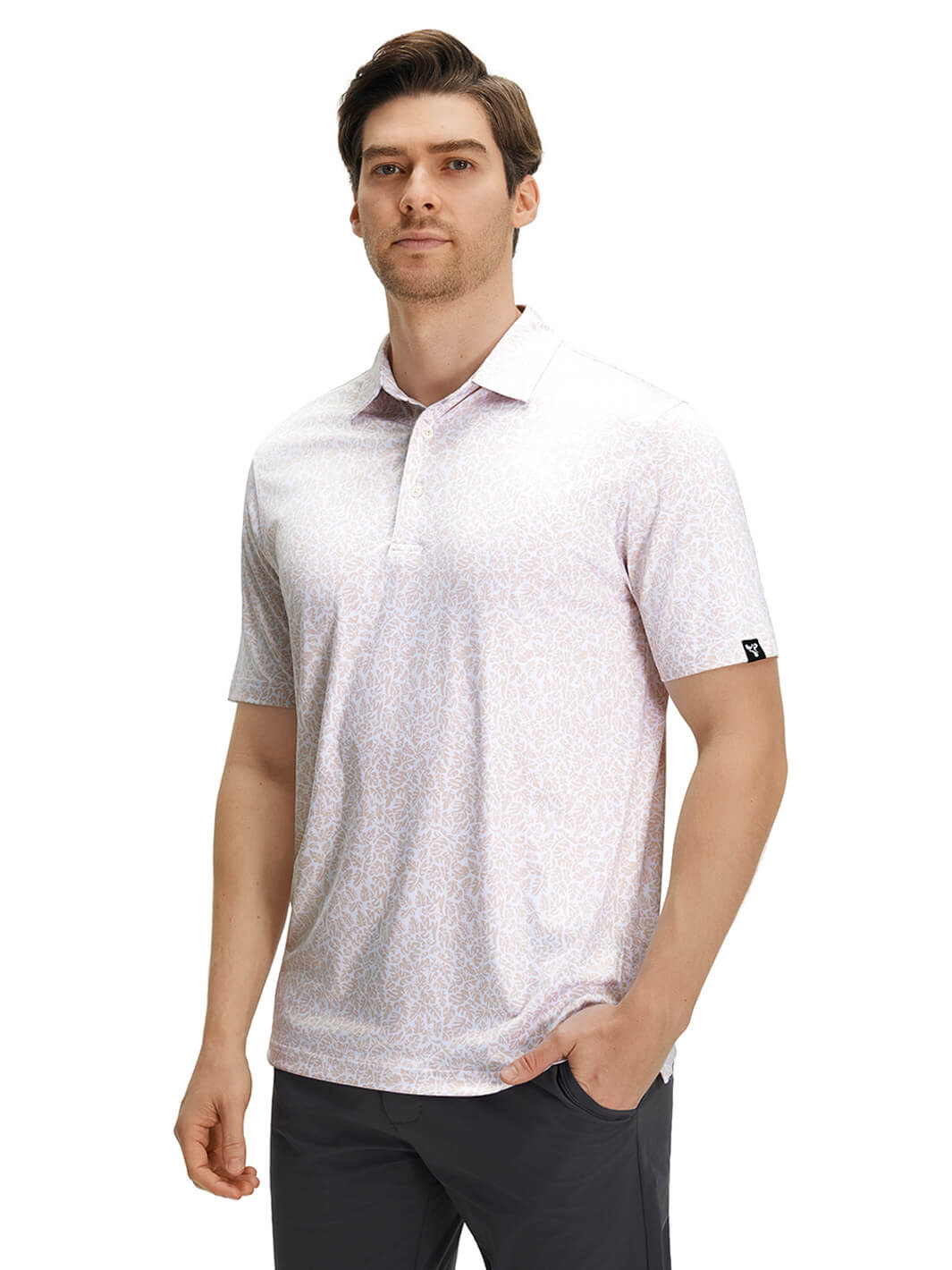 Print Performance Golf Shirt For Men-Caladium