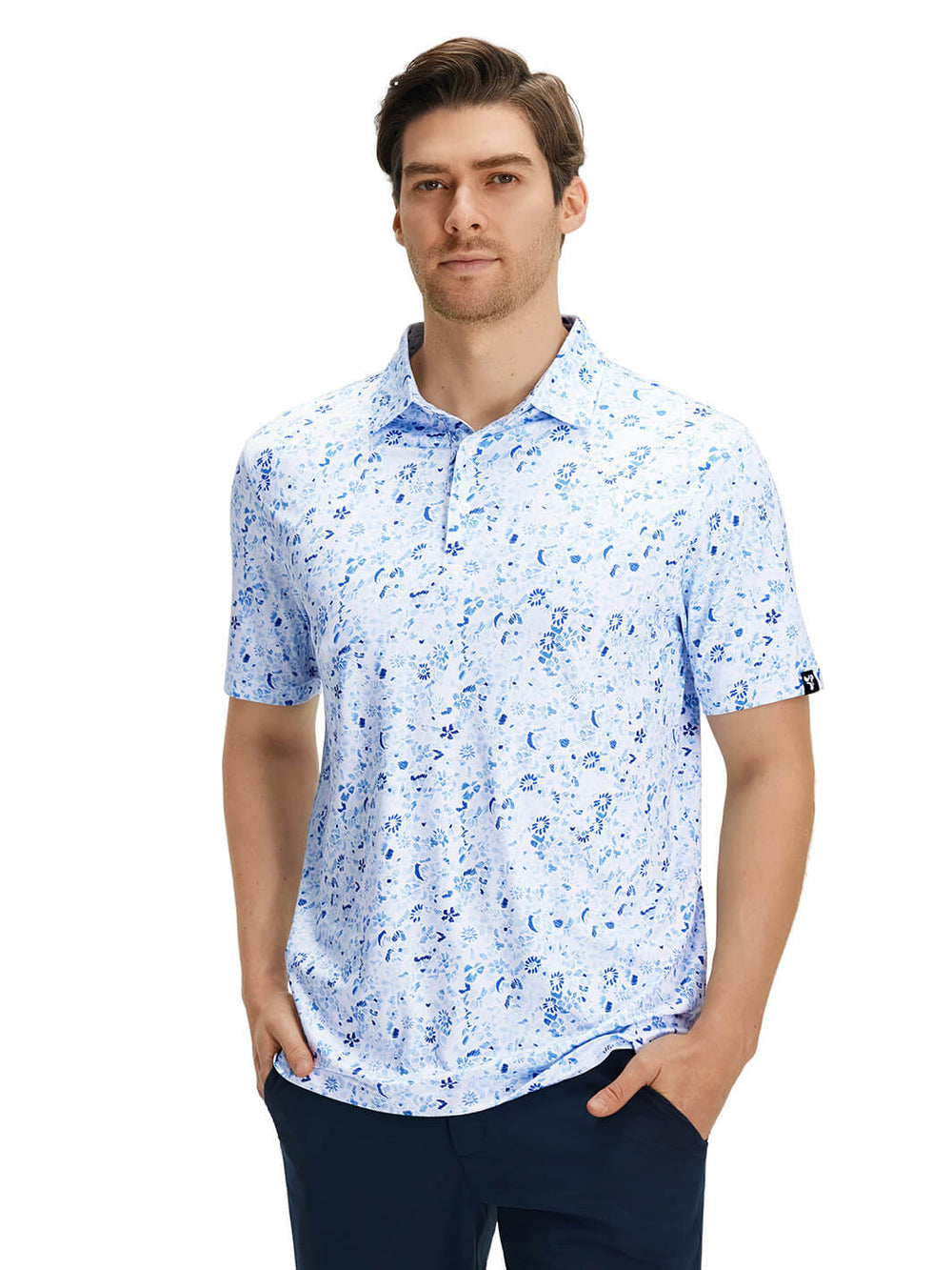 Print Performance Golf Shirt For Men-Flowermist
