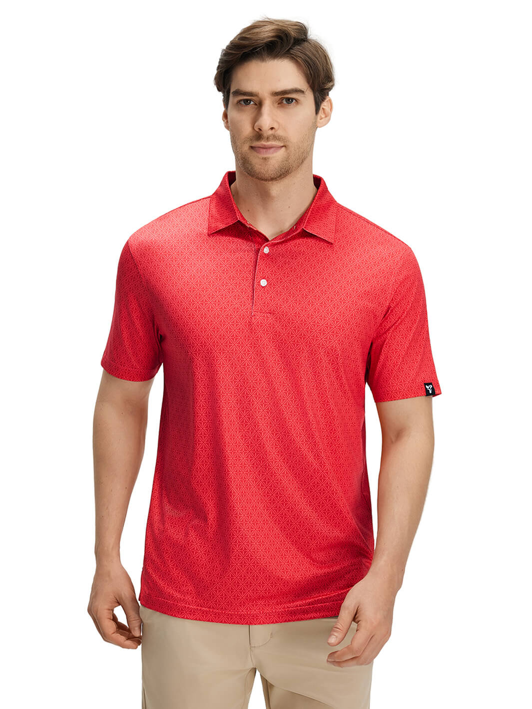 Print Performance Golf Shirt For Men-Red Totem