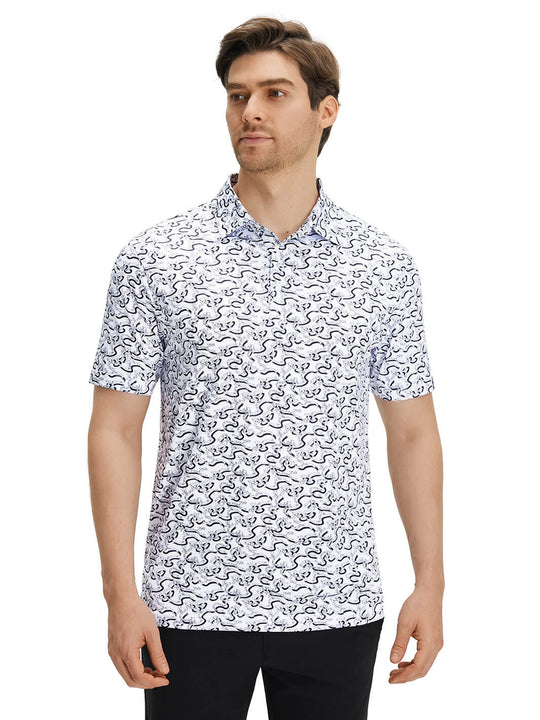 Print Performance Golf Shirt For Men-Dove
