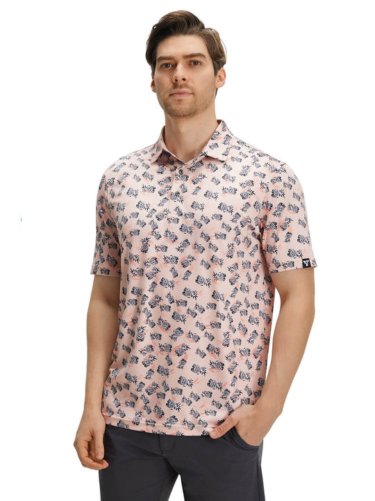 Print Performance Golf Shirt For Men-Pineapple