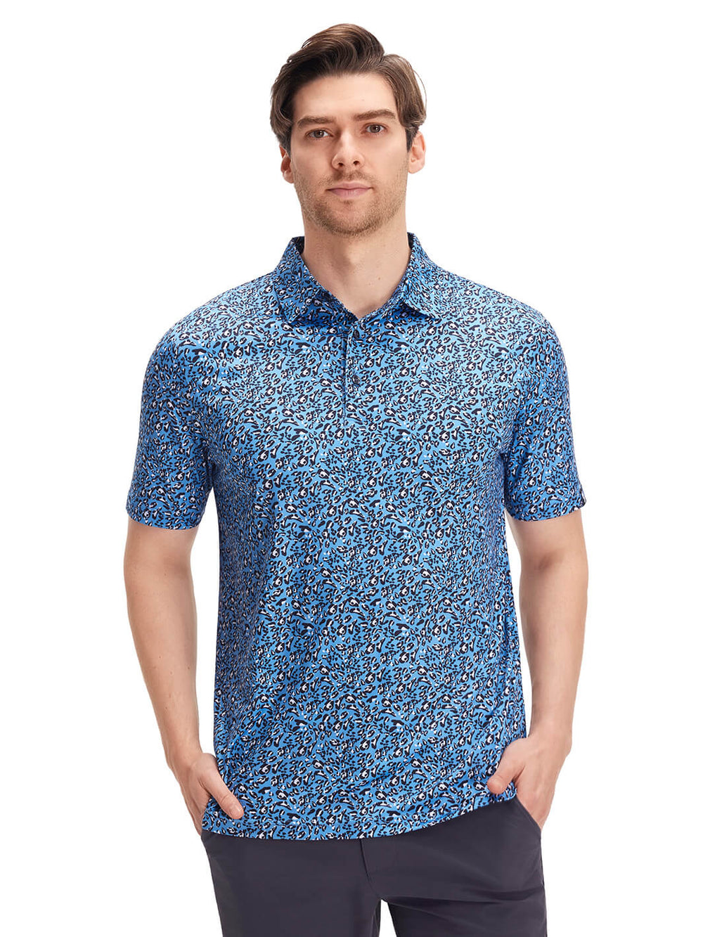 Print Performance Golf Shirt For Men-Leopard