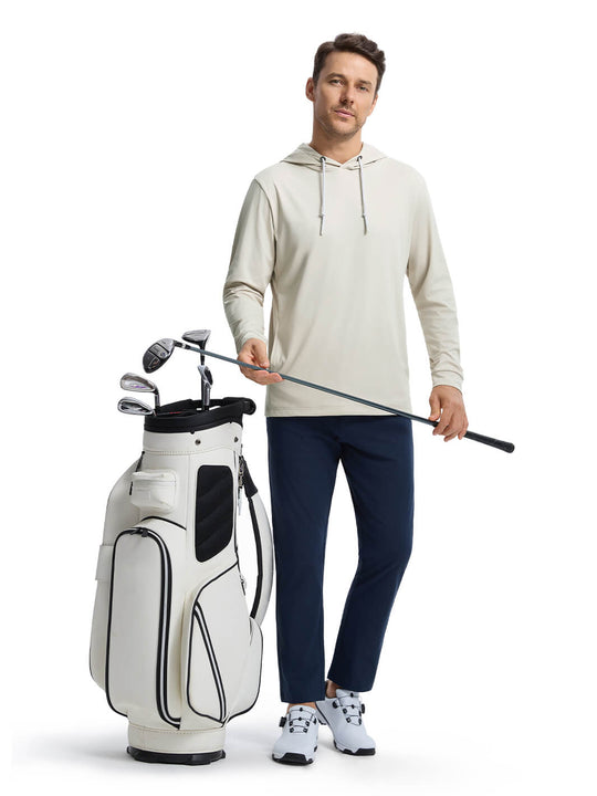 Solid Performance Golf Hoodie For Men-Sandshell