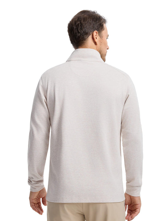 Herringbone Performance Golf Quarter Zip For Men-Desert