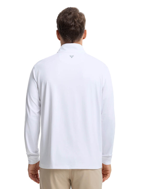Solid Performance Golf Quarter Zip For Men-Pure White