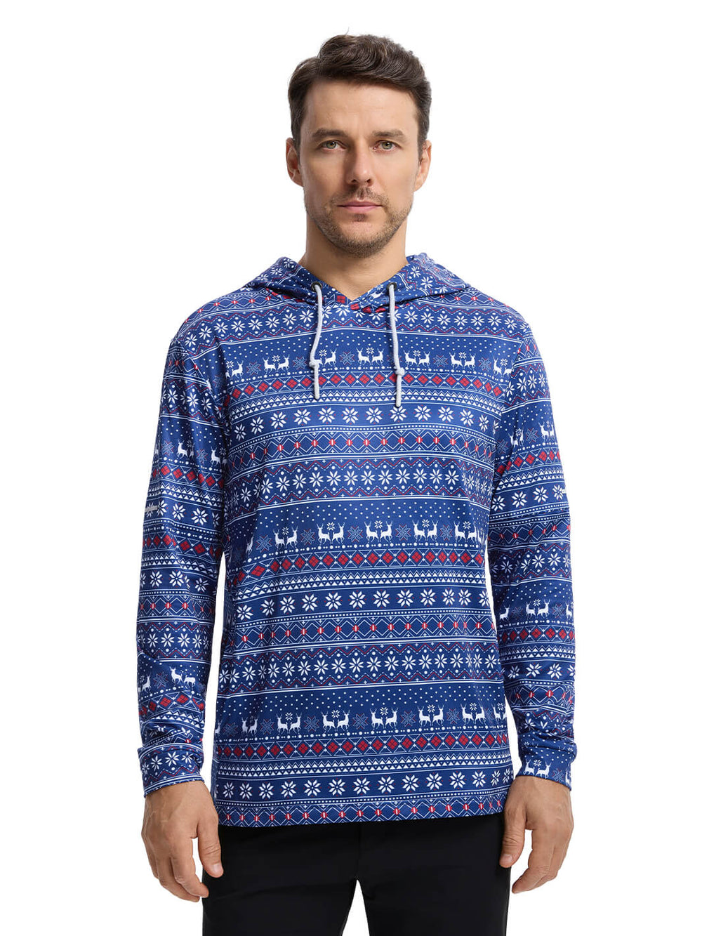 Print Performance Fleece Golf Hoodie For Men-Christmas