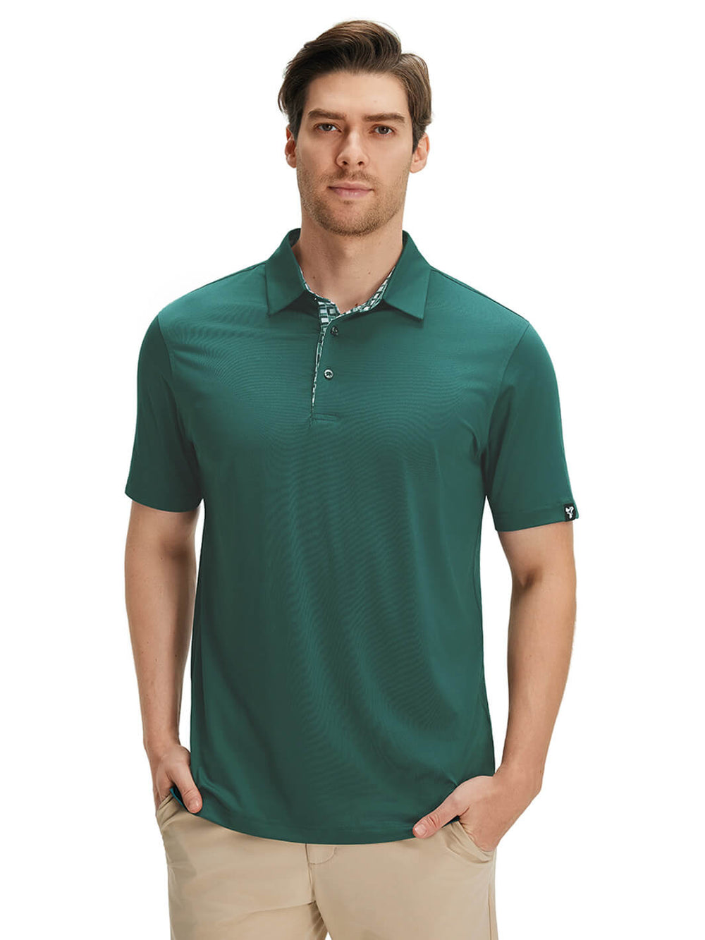 Designed Collared Solid Performance Golf Shirt For Men-Nordic Pine Green
