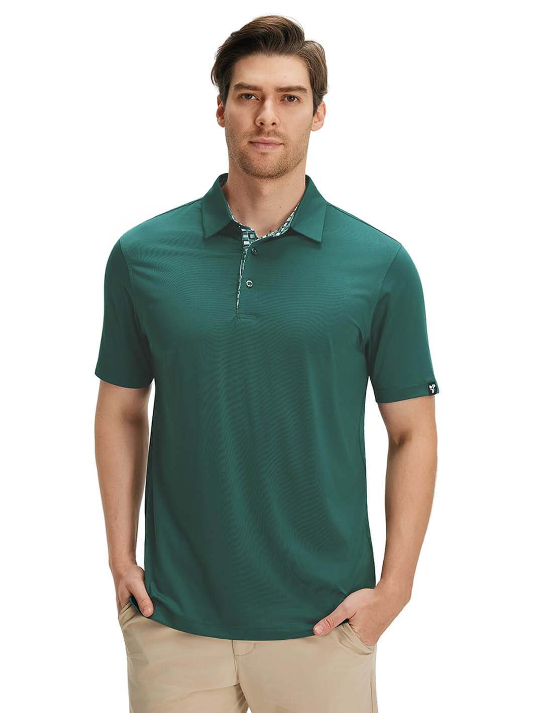 Designed Collared Solid Performance Golf Shirt For Men-Nordic Pine Green