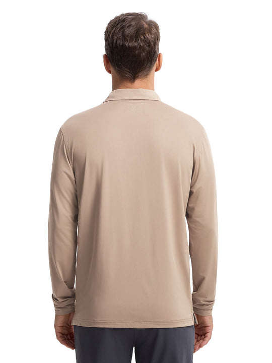 Designed Collared Long Sleeve Golf Shirt For Men-Poplar Palm