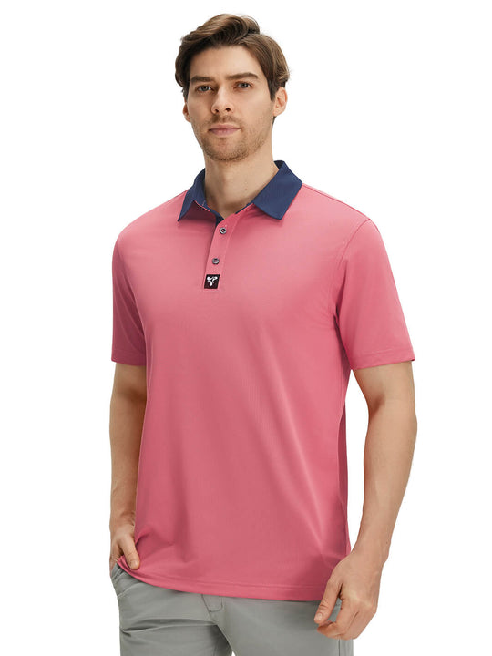 Tech Pique Performance Golf Shirt For Men-Cranberry