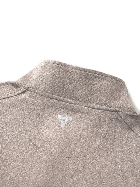Heather Performance Golf Quarter Zip For Men-Brown